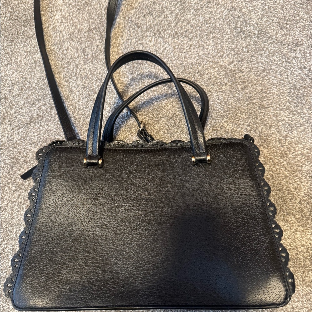 kate spade Fordham Court Marielle Black Scalloped-Edge Leather Satchel - Picture 3 of 5